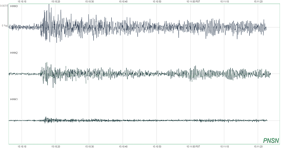 A seismogram showing the shaking caused by fans after Seattle Seahawks players Russel Wilson and Luke Willson completed a 2 point conversion during the Seattle Seahawks game against the Green Bay Packers. 